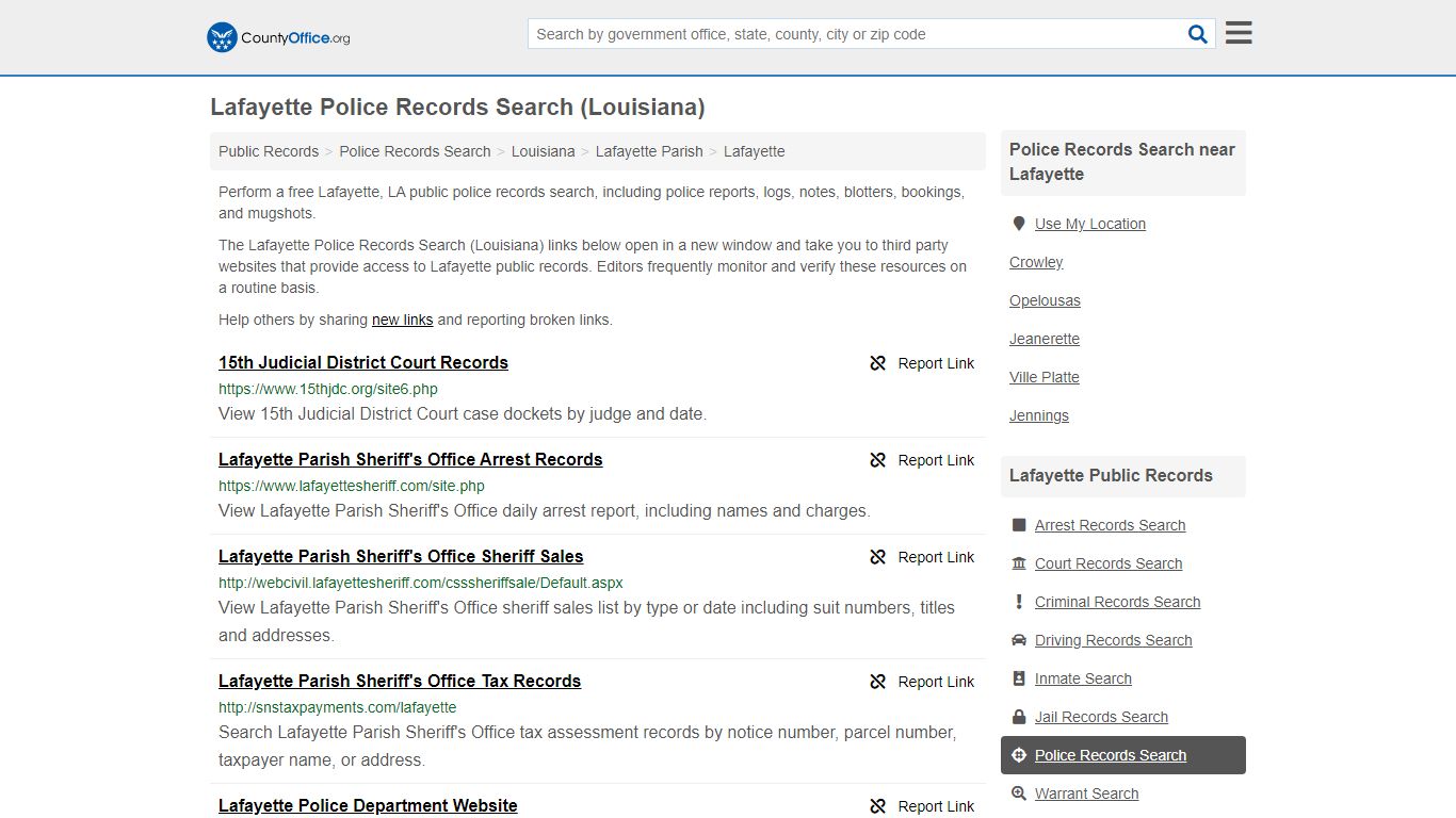 Police Records Search - Lafayette, LA (Accidents & Arrest ...