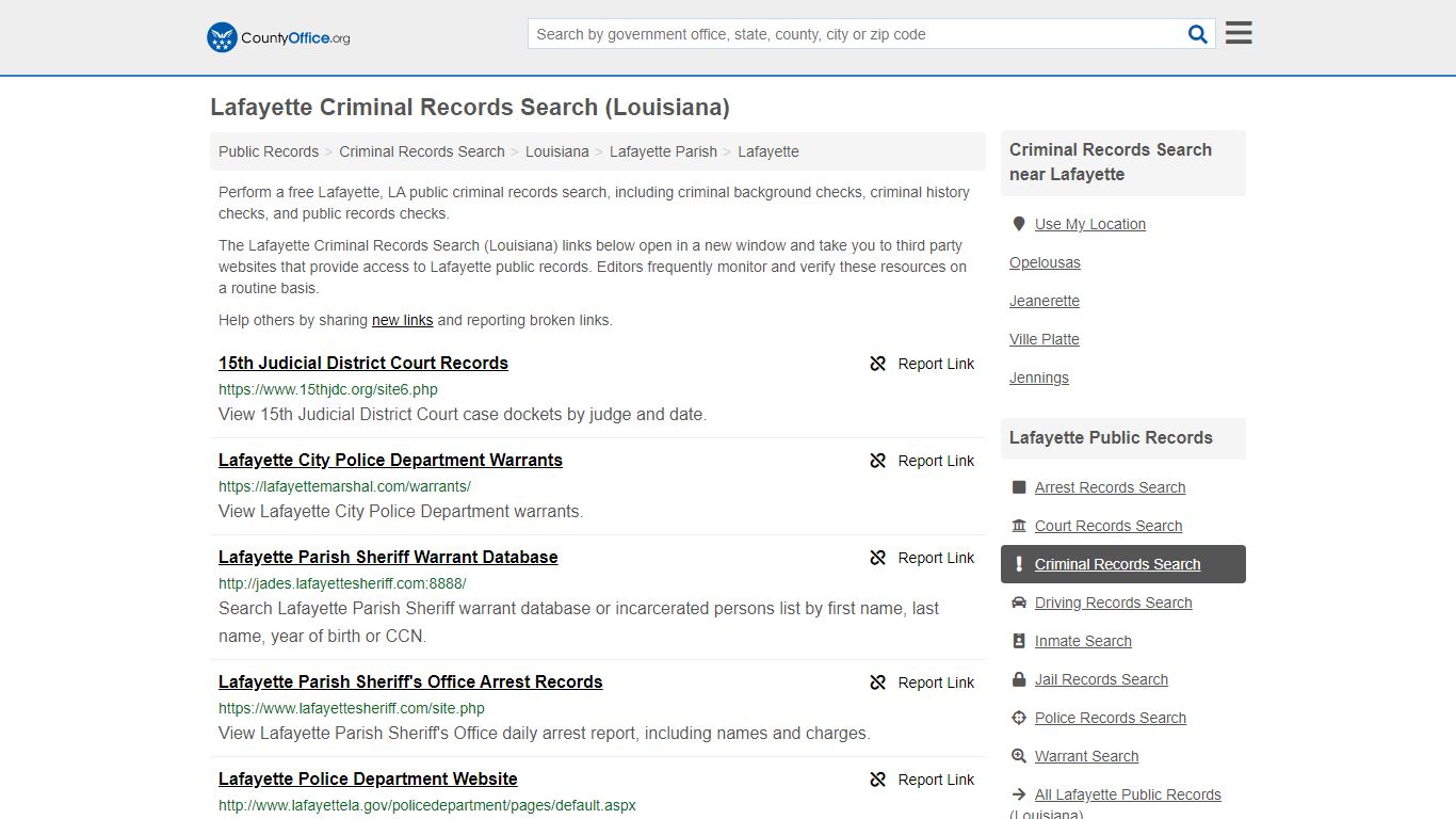 Criminal Records Search - Lafayette, LA (Arrests, Jails ...